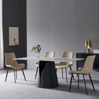 抖鹰 意式现代极简岩板餐桌简约小户型家用饭桌进口北欧轻奢餐桌椅组合