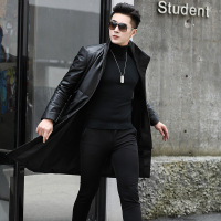 冬季款男士中长款真皮羽绒服头层牛皮立领加厚保暖皮风衣外套