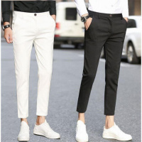 季九分裤男修身西装裤小脚分西裤夏男士休闲港风裤子男西装裤
