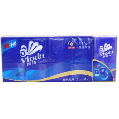 维达蓝色经典手帕纸自然无香10包 V0005