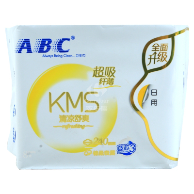 ABC日用纤薄棉柔表层卫生巾日用240m8片K11