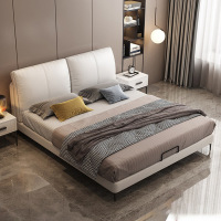 鲲居 北欧轻奢皮床主卧小户型现代简约1.8米储物卧室双人床婚床软包床