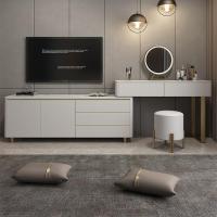 鲲居 轻奢岩板化妆桌现代简约卧室电视柜梳妆台一体转角书桌伸缩收纳柜