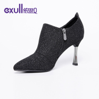 依思q高跟短靴女春冬季新款尖头细跟高跟女鞋裸靴单靴女