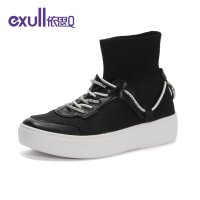 依思Q针织面女鞋春夏款休闲厚底单鞋韩版时尚圆头