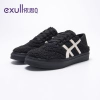 依思q女鞋秋冬季外穿ins潮新款平底棉鞋加绒保暖运动休闲板鞋女