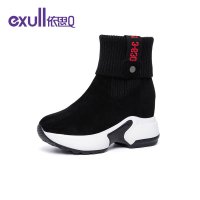 依思q秋冬季靴子时尚舒适厚底靴内增高短靴