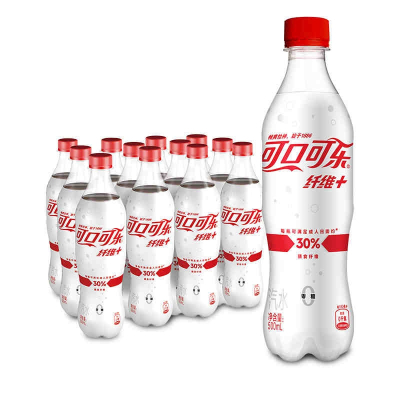 可口可乐膳食纤维500ml*12瓶整箱批发碳酸饮料白汽水柠檬汽水