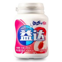 益达木糖醇无糖口香糖清新蜜桃味瓶装40粒约56g