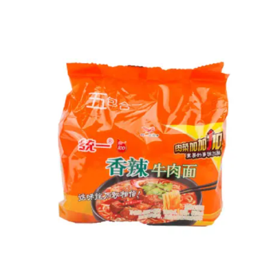 统一袋装香辣牛肉味方便面100g*5*6组