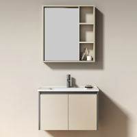 Y1012奶油风浴室柜陶瓷一体盆 实木洗手盆柜组合洗脸盆洗手台