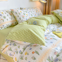 全棉床上四件套小清新学生宿舍三件套纯棉被套床单家用被罩床笠款