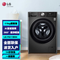 LG FG11BH4 11KG洗衣机全自动滚筒家用大容量AI直驱变频 蒸汽除菌360°速净喷淋14分快洗超薄节能 耀岩黑