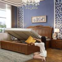 (安装)实木床1.8米1.5米双人床现代简约大床加厚实木床储物床