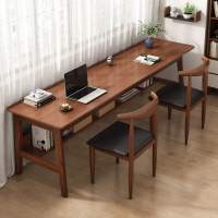 长条桌双人书桌家用实木腿桌子工作台办公电脑桌靠墙窄桌子长方形