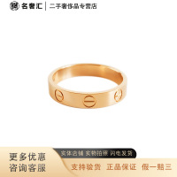 [正品二手95新]卡地亚 Cartier B4085250 18K玫瑰金窄版无钻LOVE戒指 50号