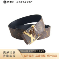 [二手准新]路易威登 LV M0566Q 男士棕色老花拼黑色INITIALES双面腰带LV男士腰带