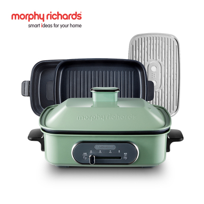 摩飞电器(MORPHY RICHARDS) 多功能锅料理锅 电烧烤锅电火锅蒸锅家用电烤锅MR9088 绿色标配