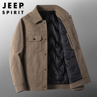 JEEP SPIRIT吉普男士羽绒服灯芯绒羽绒外套男日系夹克冬季爸爸装保暖防风休闲工装服