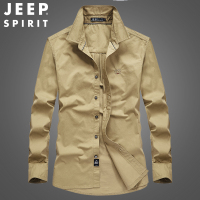 JEEP SPIRIT吉普男士全棉衬衫工装户外简约休闲长衬春秋水洗纯棉透气衬衣长袖衬衫