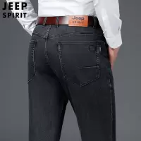 JEEP SPIRIT秋冬厚款牛仔裤宽松直筒牛仔裤男式吉普黑色弹力牛仔裤男