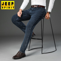 JEEP SPIRIT吉普秋冬厚款牛仔裤中年男士高档宽松直筒大码商务休闲长裤子078