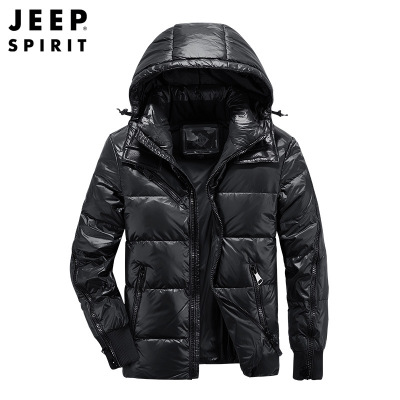 JEEP SPIRIT吉普秋冬羽绒服男白鸭绒保暖外套羽绒衣加厚户外连帽外套