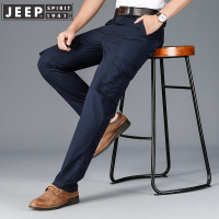 JEEP SPIRIT吉普休闲裤春秋新款时尚中腰裤中青年多口袋工装棉长裤