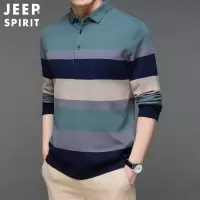 JEEP SPIRIT吉普男士春秋季长袖POLO衫中青年款秋衣翻领打底衫