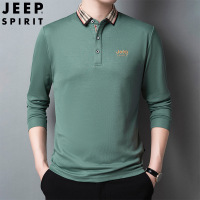 JEEP SPIRIT吉普男士长袖T恤新款翻领纯色POLO衫秋冬时尚上衣