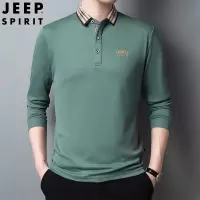 JEEP SPIRIT吉普男士长袖T恤新款翻领纯色POLO衫秋冬时尚上衣