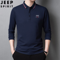 JEEP SPIRIT吉普秋冬T恤新款纯色翻领长袖体恤男士商务休闲宽松POLO衫