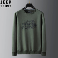 JEEP SPIRIT吉普秋冬男士新款休闲加绒加厚卫衣百搭长袖印花体恤