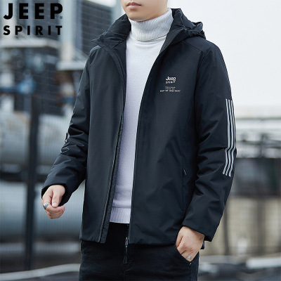 JEEP SPIRIT冬装羽绒服男吉普百搭羽绒衣服时尚连帽外套潮