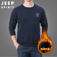 JEEP SPIRIT秋冬款休闲青年套头圆领卫衣男吉普宽松长袖T恤纯色体恤