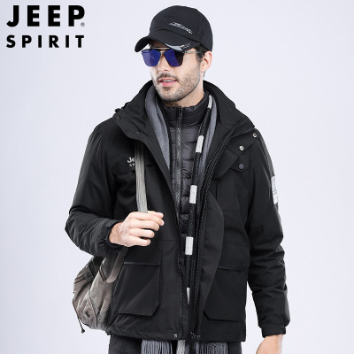 JEEP SPIRIT吉普冲锋外套男女情侣款户外防寒服装加厚防风羽绒服男