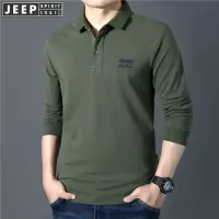 JEEP吉普男装翻领长袖T恤春秋新款男打底衫宽松商务休闲上衣
