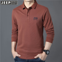 JEEP吉普长袖T恤衫男士春秋商务休闲宽松全棉翻领套头POLO衫上衣