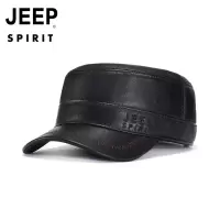 JEEP SPIRIT吉普男士真皮羊皮平顶帽保暖防风帽