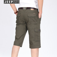 JEEP吉普新款夏装休闲裤男士薄款五分短裤棉质多口袋工装直筒裤