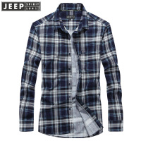 JEEP吉普男式长袖衬衫经典格子全棉衬衫春季长袖休闲宽松修身休闲长衬