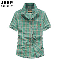 JEEP SPIRIT吉普夏季新款短袖衬衫男式商务休闲青年格子半袖上衣