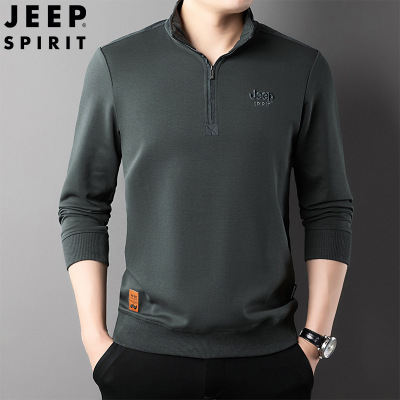 JEEP SPIRIT吉普男秋季新款长袖衫宽松休闲套头立领百搭卫衣