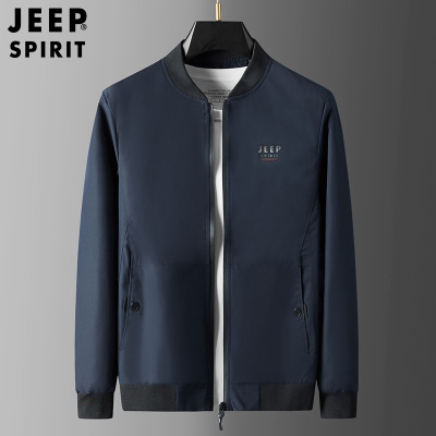 JEEP SPIRIT吉普2022男士外套立领夹克衫男休闲运动宽松中青年男装上衣