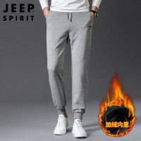JEEP吉普冬季加绒加厚男休闲裤保暖直筒运动卫裤男宽松裤6137B