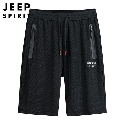 JEEP SPIRIT吉普男士冰丝休闲裤男士夏季薄款宽松短裤新款速干运动裤