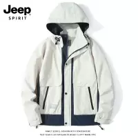 JEEP SPIRIT吉普2023秋季新款男装户外休闲连帽夹克宽松大码时尚纯色风衣外套