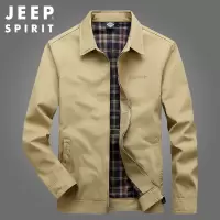 JEEP SPIRIT吉普男士纯棉夹克秋冬男士户外工装翻领外套简约全棉开衫休闲上衣