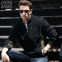 JEEP SPIRIT吉普男士卫衣时尚立领抓绒衣防风修身秋冬摇粒绒加厚时尚上衣