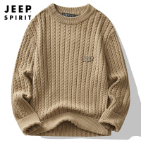 JEEP SPIRIT吉普冬季加厚针织衫保暖圆领套头毛衣男2023年新款时尚潮流宽松上衣